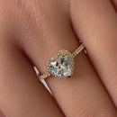 Solid 14K Yellow Gold Heart Cut Halo CZ Ring