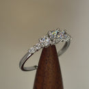 Solid 14K White Gold Triple Round Clear CZ Engagement Ring