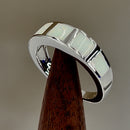 Sterling Silver 5 Bar White Lab Opal Ring