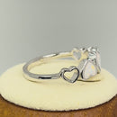 Sterling Silver White Lab Opal Sequence of Hearts Ring