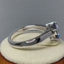 Sterling Silver Elegant Trillion Cut Tanzanite CZ Ring