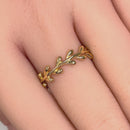 Solid 14K Yellow Gold Elegant Leaf Ring
