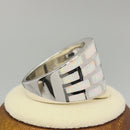 Sterling Silver Bricks White Lab Opal Ring