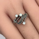 Sterling Silver Mother of Pearl Marcasite Ring