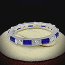 Sterling Silver Blue Sapphire and White CZ Eternity Ring