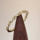Solid 14K Yellow Gold Thin Half Eternity Twisted Stackable Diamond Ring
