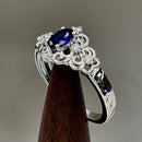Sterling Silver Blue CZ Vintage Design Ring