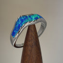 Sterling Silver Blue Lab Opal Abstract Wave Ring