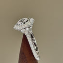 Sterling Silver Victorian Oval Marquise Halo Round Cut Clear CZ Engagement Ring