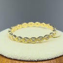 Solid 14K Yellow Gold Oval Pattern 0.17 ct. Diamond Eternity Band