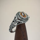 Sterling Silver Austere Oval Cut Champagne CZ Ring