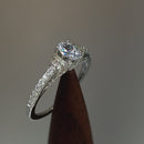 Sterling Silver Victorian Oval and Round Cut Clear CZ Engagement Ring