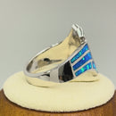 Sterling Silver Crooked Lab Opal Ring