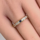 Solid 14K Yellow Gold Clear and Sapphire Princess CZ Ring