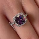 Sterling Silver Cushion Cut Amethyst CZ Ring
