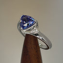 Sterling Silver Elegant Trillion Cut Tanzanite CZ Ring