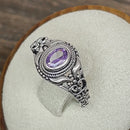 Sterling Silver Austere Oval Purple CZ Ring