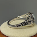 Sterling Silver Austere Oval Cut Aquamarine CZ Ring