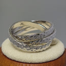 Sterling Silver Hammered Tri-Band Ring