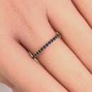 Solid 14K Yellow Gold Eternity Blue Sapphire CZ Ring