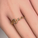 Solid 14K Gold Rolling Waves Ring