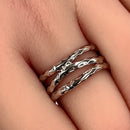 Sterling Silver 3 Wavy Hammered Ring