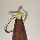 Solid 14K Gold Colorful Butterfly Ring