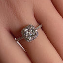 Solid 14K White Gold Cushion Cut Halo CZ Engagement Ring