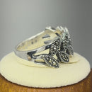 Sterling Silver Double Eye Marquise Marcasite Ring
