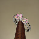 Sterling Silver Plumeria Pink Lab Opal Ring