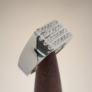 Sterling Silver 4 Row CZ Men's RIng