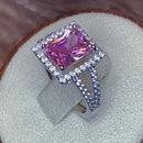 Sterling Silver Pink Emerald Cut CZ Ring
