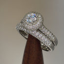 Sterling Silver Halo Round CZ Engagement Set Ring