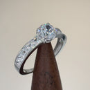 Solid 14K White Gold Round & Princess Cut CZ Engagement Ring