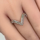 Sterling Silver V Shape Beads Ring