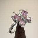 Sterling Silver Pink CZ Butterfly Ring