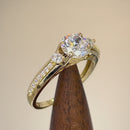 Solid 14K Yellow Gold Triple Round Cut CZ Engagement Ring