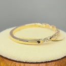 Solid 14K Yellow Gold Thin Half Eternity Twisted Stackable Diamond Ring