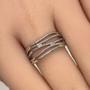 Sterling Silver Loosen String Pattern Ring