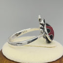 Sterling Silver Black Onyx and Enamel Ladybug Ring