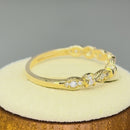 Solid 14K Yellow Gold Half Eternity Round Marquise CZ Ring