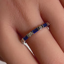 Sterling Silver Blue Sapphire and White CZ Eternity Ring
