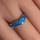 Sterling Silver Blue Lab Opal Abstract Wave Ring