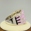 Sterling Silver Pink Bricks Lab Opal Ring
