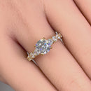 Solid 14K Yellow Gold Regal Round Cut CZ Engagement Ring