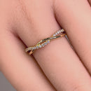 Solid 14K Yellow Gold Free Form Clear CZ Ring