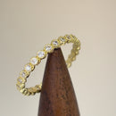 Solid 14K Yellow Gold Inlay Round Cut Eternity CZ Band