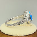Sterling Silver Elegant Blue Oval Lab Opal CZ Ring