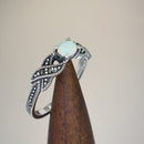 Sterling Silver Oval Opal Marcasite Ring