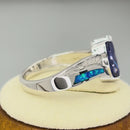 Sterling Silver Lab Opal Marquise Tanzanite CZ Ring